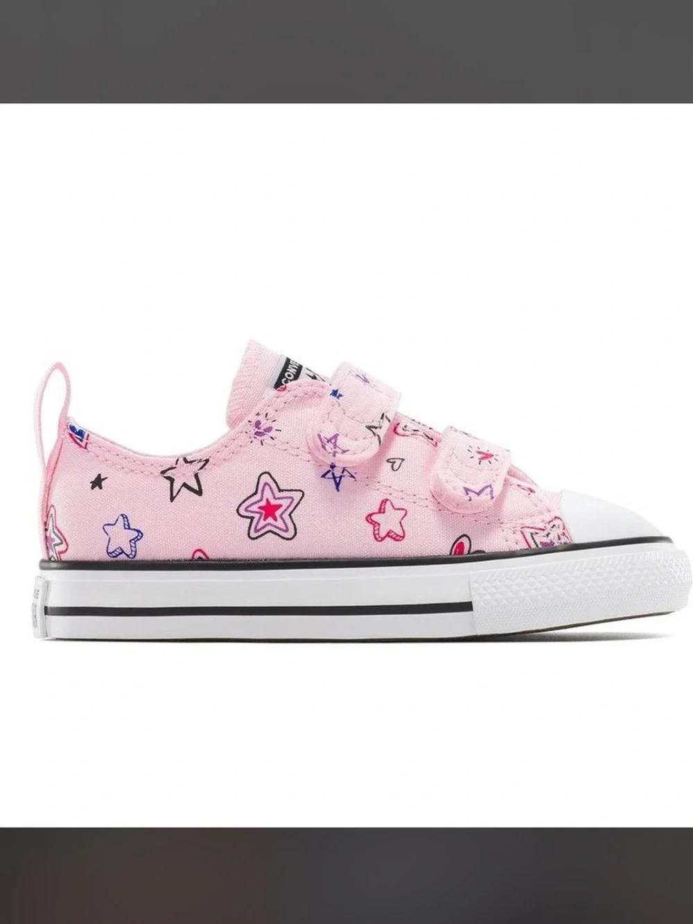 Converse Kids Pink Doodle Star Print Velcro Toddler Sneakers